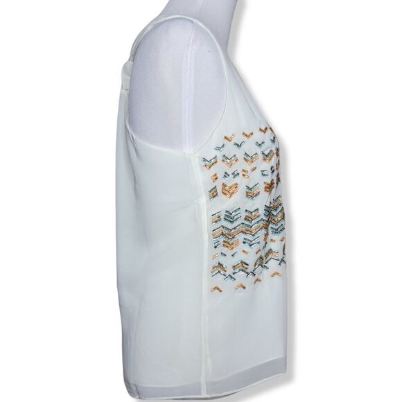Greylin Racerback Sequin Bead Embellished Boho Tank Top Blouse White Medium - Picture 2 of 14